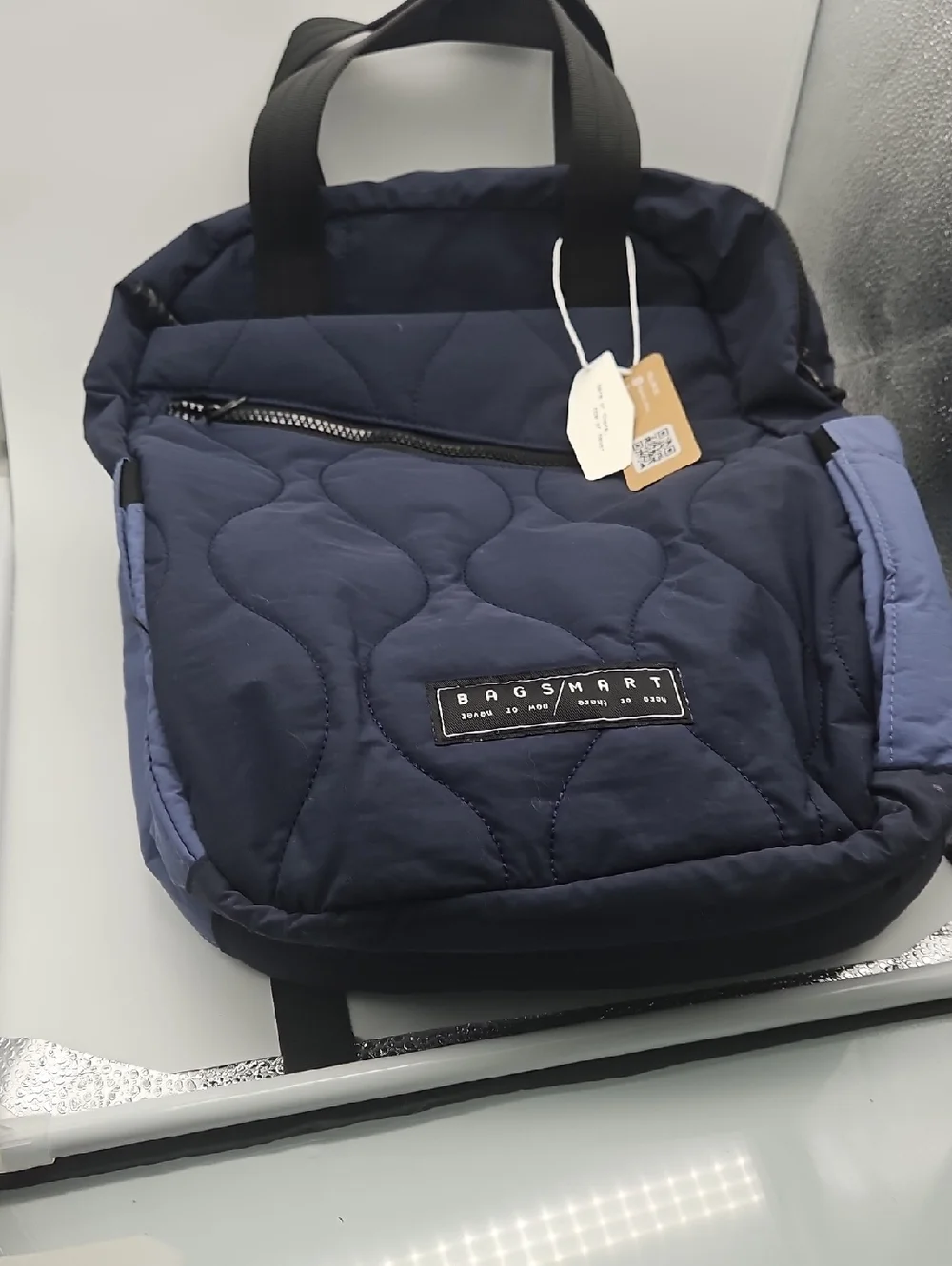 BAGSMART Men's Navy Quilted Backpack Tote